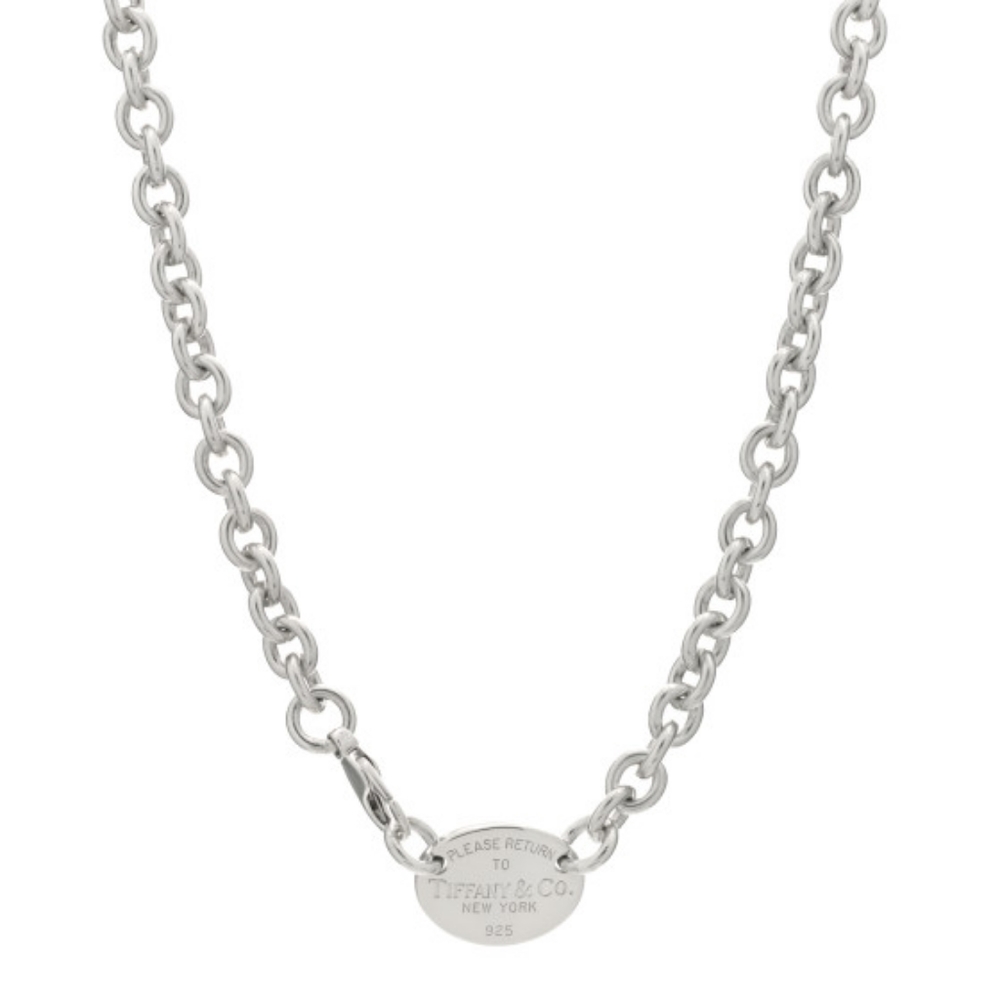 Return to Tiffany & Co. Oval sterling silver pendant necklace